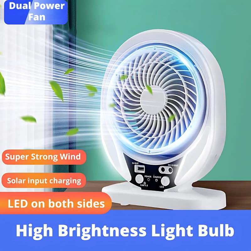 Abanico Solar Recargable Portatil