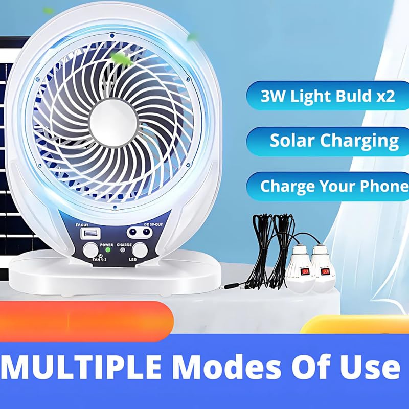 Abanico Solar Recargable Portatil